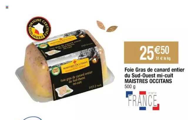 foie gras de canard entier du sud-ouest mi-cuit maistres occitans