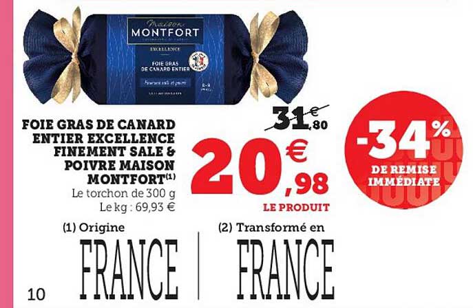 foie gras de canard entier excellence finement sale & poivre maison montfort -34% de remise immédiate