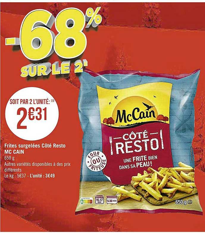 frites surgelées côté resto mc cain