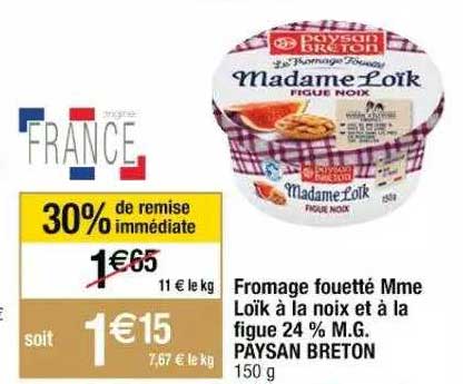 fromage fouetté mme loïk à la noix et à la figue 24% m.g. paysan breton
