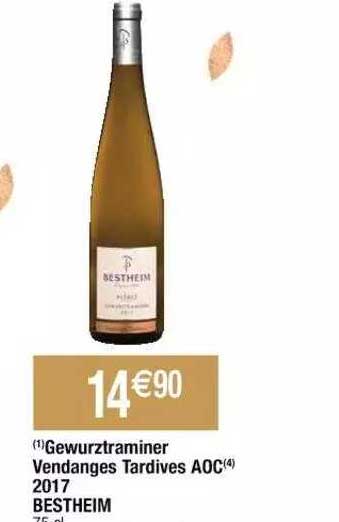 gewurztraminer vendanges tardives aoc 2017 bestheim