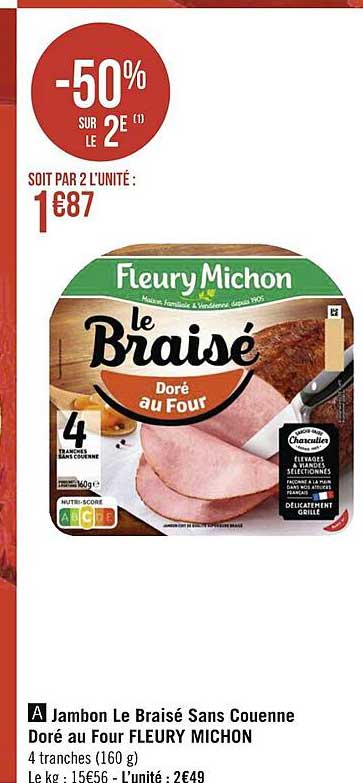 jambon le braisé sans couenne doré au four fleury michon