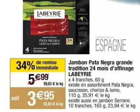 jambon pata negra grande tradition 24 mois d'affinage labeyrie
