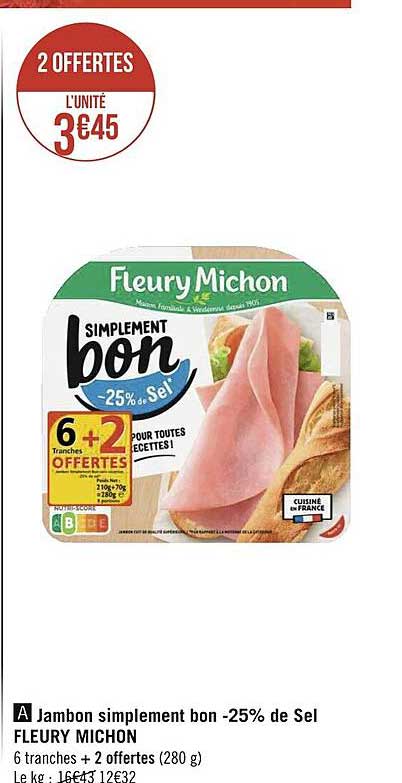 Jambon Simplement Bon -25% De Sel Fleury Michon
