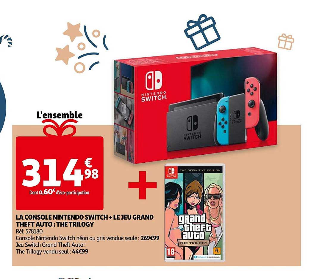 la console nintendo switch + le jeu grand theft auto : the trilogy
