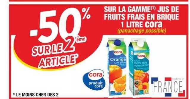 la gamme jus de fruits frais en brique 1 litre cora