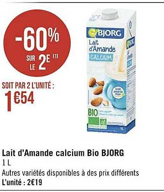lait d'amande calcium bio bjorg