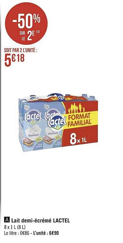 lait demi-écrémé lactel
