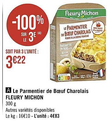 le parmentier de boeuf charolais fleury michon