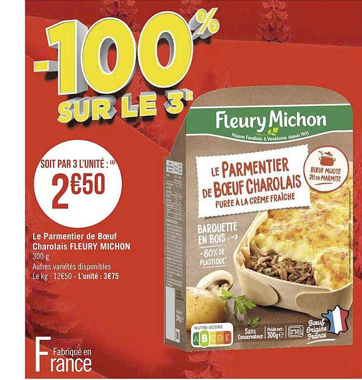 le parmentier de bœuf charolais fleury michon