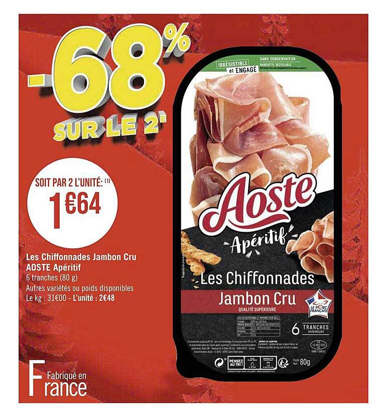 Les Chiffonnades Jambon Cru Aoste Apéritif