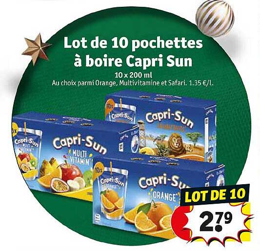 Lot De 10 Pochettes à Boire Capri Sun