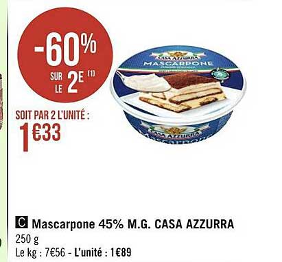 mascarpone 45% m.g. casa azzurra
