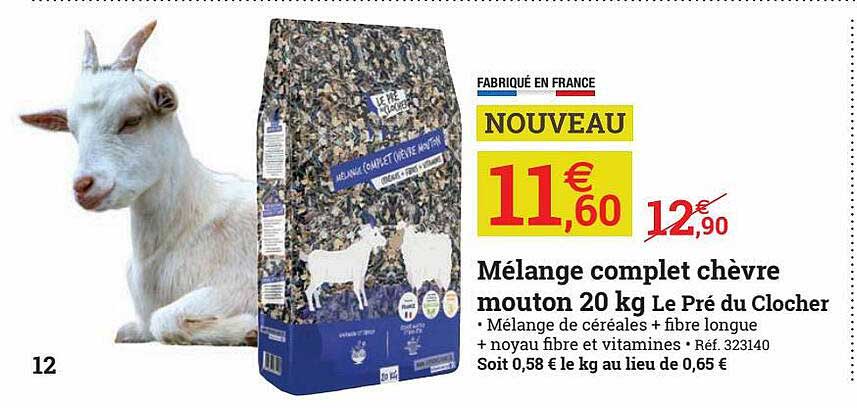 mélange complet chèvre mouton 20 kg le pré du clocher