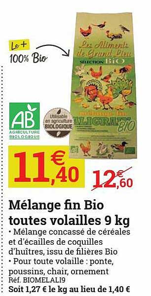 mélange fin bio toutes volailles 9 kg