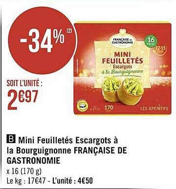 mini feuilletés escargots à la bourguignonne française de gastronomie