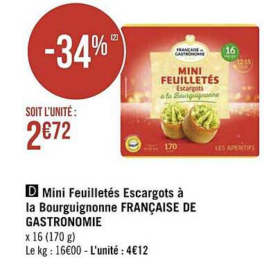 mini feuilletés escargots à la bourguignonne française de gastronomie
