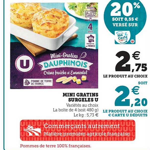Mini Gratins Surgelés U