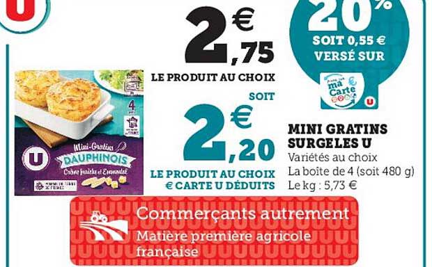 mini gratins surgelés u
