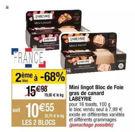 mini lingot bloc de foie gras de canard labeyrie