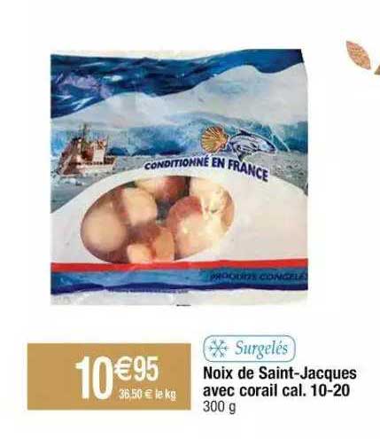 noix de saint-jacques avec corail cal. 10-20
