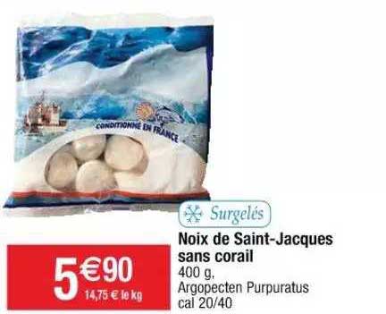 noix de saint-jacques sans corail