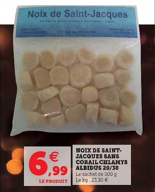noix de saint-jacques sans corail chlamys albidus 20-30