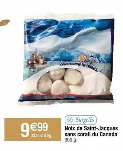 noix de saint-jacques sans corail du canada
