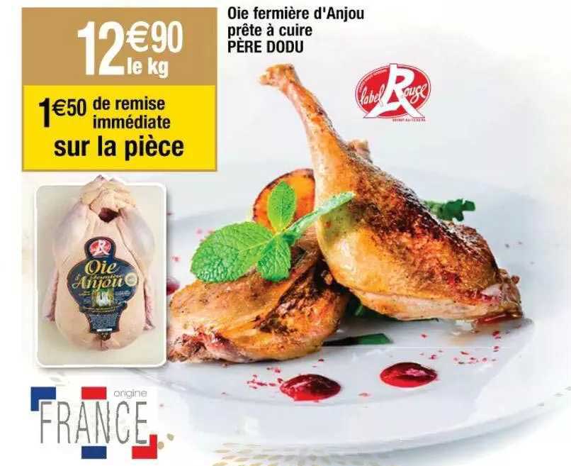 oie fermière d'anjou prête à cuire pèr dodu