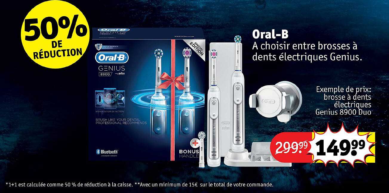 oral-b brosse à dents électrique genius 8900 duo 50% de réduction