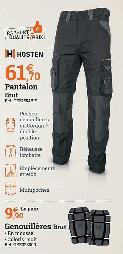 pantalon brut hosten genouillères brut