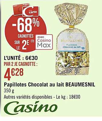papillotes chocolat au lait beaumesnil