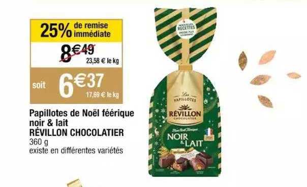 papillotes de noël féérique noir & lait révillon chocolatier