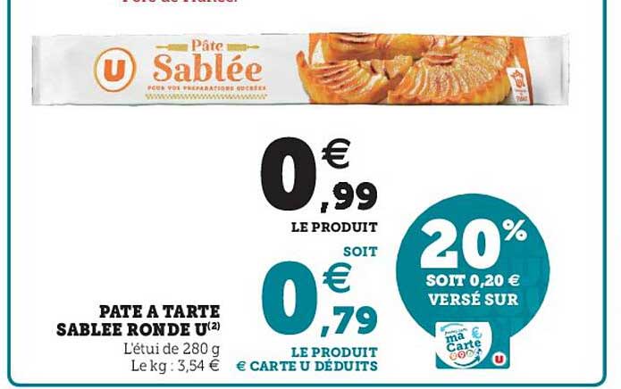 pâte à tarte sablée ronde u