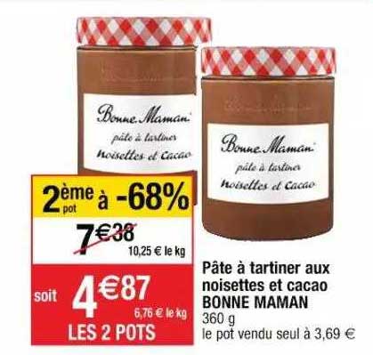 pâte à tartiner aux noisettes et cacao bonne maman