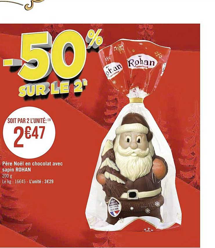 père noël en chocolat avec sapin rohan