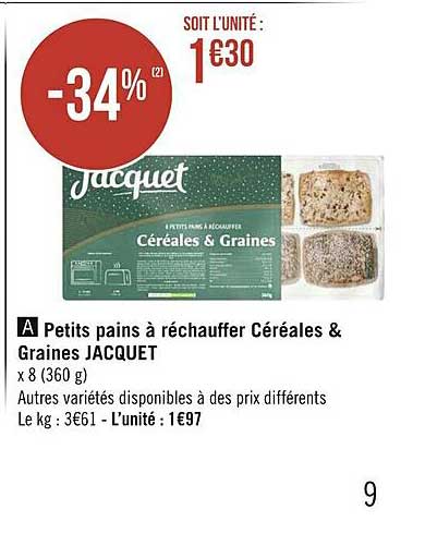 petits pains à réchauffer céréales & graines jacquet