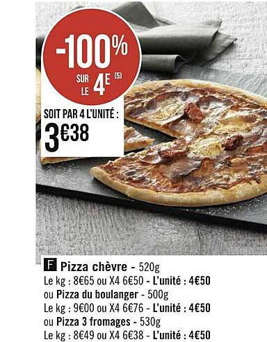 pizza chèvre ou pizza de boulanger, ou pizza 3 fromages