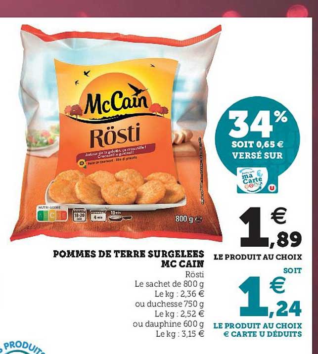 pomme de terre surgelées mc cain