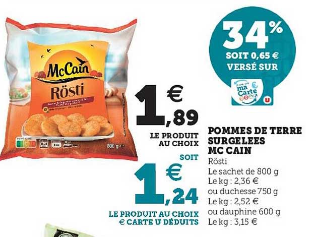 pommes de terre surgelées mc cain