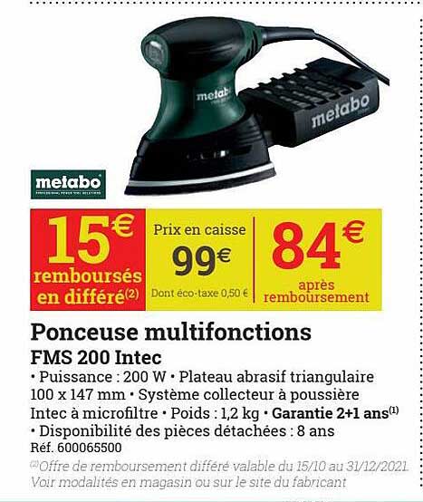 ponceuse multifonctions fms 200 intec metabo