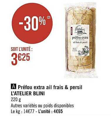 préfou extra ail frais & persil l'atelier blini