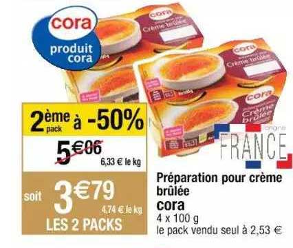préparation pour crème brûlée cora