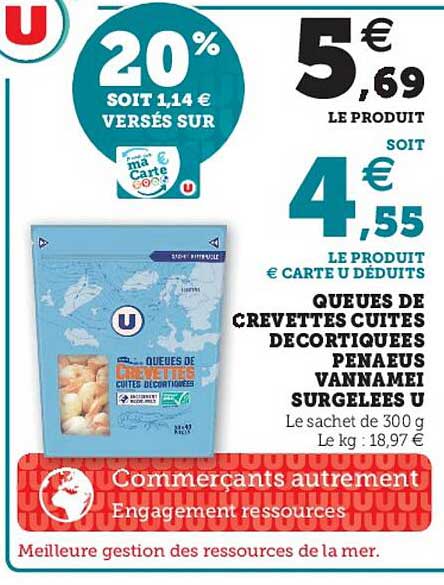 Queues De Crevettes Cuites Décortiquées Penaeus Vannamei Surgelées U