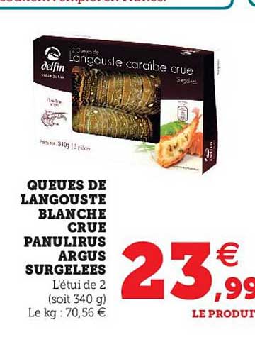 queues de langouste blanche crue panulirus argus surgelées
