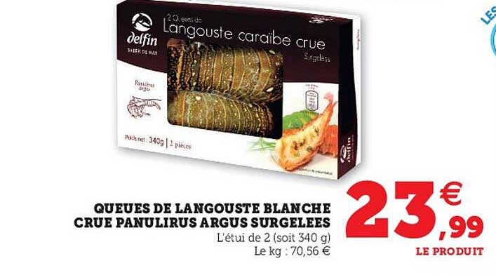 queues de langouste blanche crue panulirus argus surgelées