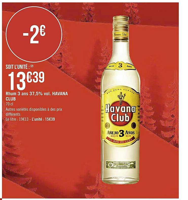 rhum 3 ans 37,5% vol. havana club