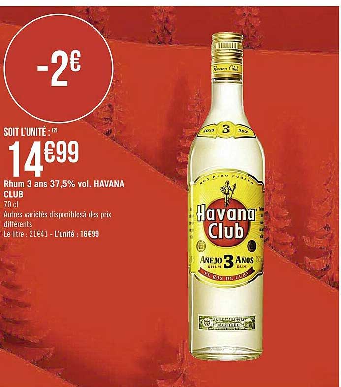 rhum 3 ans 37.5% vol. havana club
