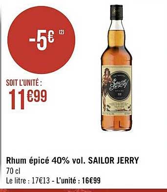 rhum épicé 40% vol. sailor jerry