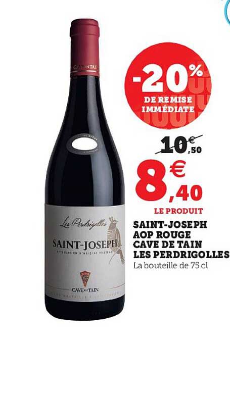 saint-joseph aop rouge cave de tain les perdrigolles -20% de remise immédiate